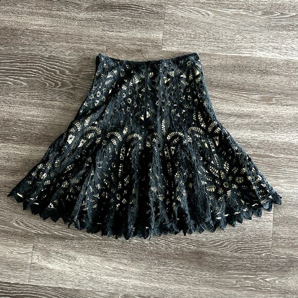 Vintage Betsey Johnson Black Lace Midi Skirt Size 4 A-Line...
